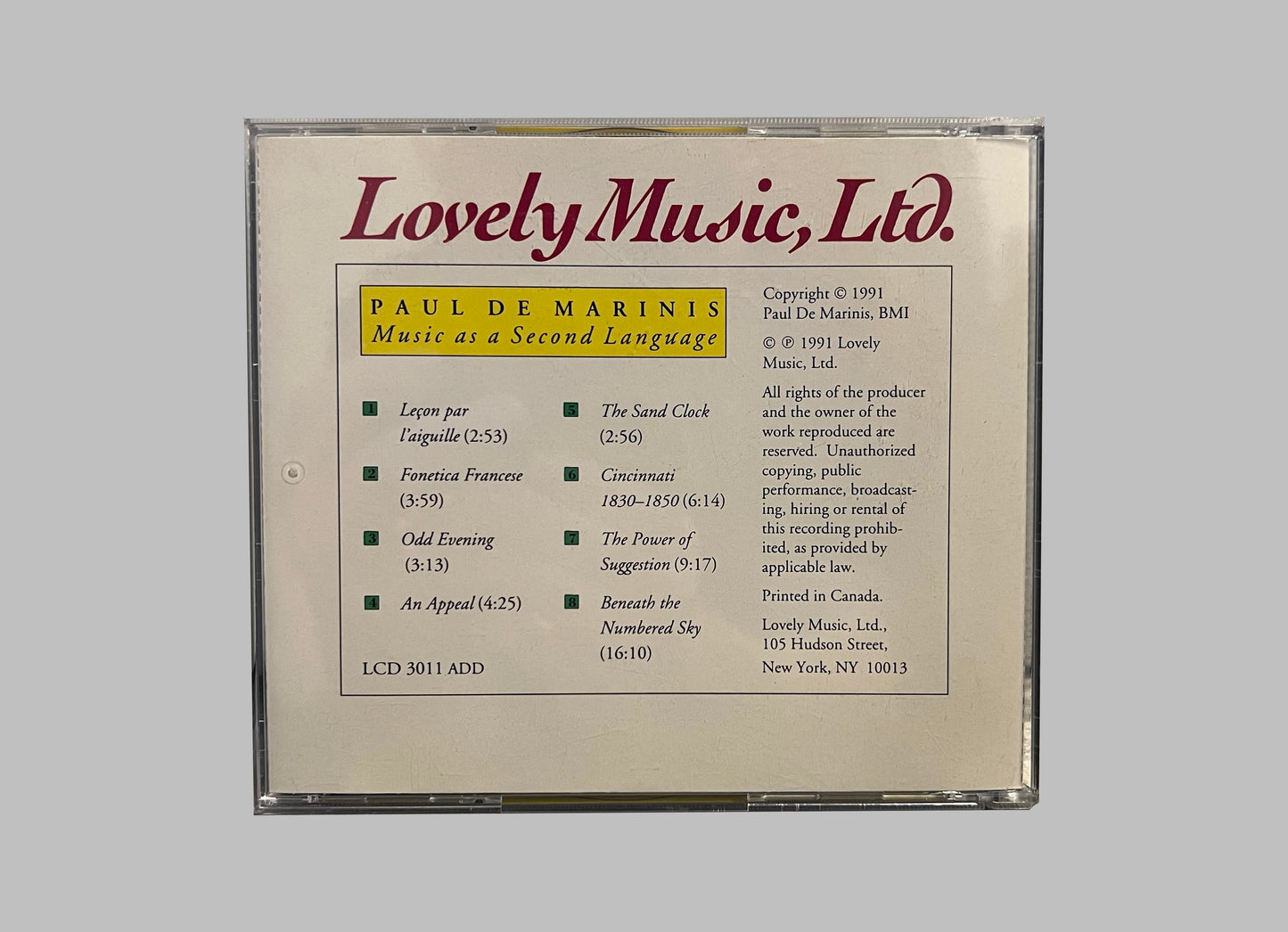 Paul De Marinis - Music As A Second Language CD (LCD3011)
