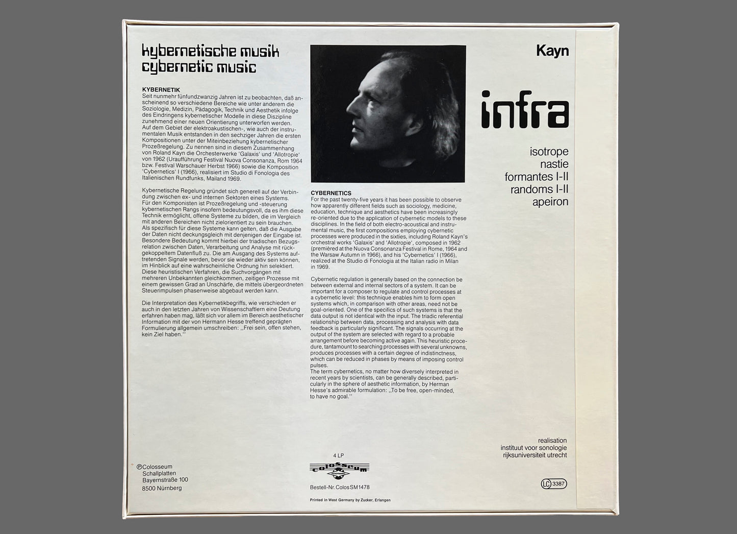 Roland Kayn - Infra 4LP 1981 Vinyl Box (Colos SM 1478)